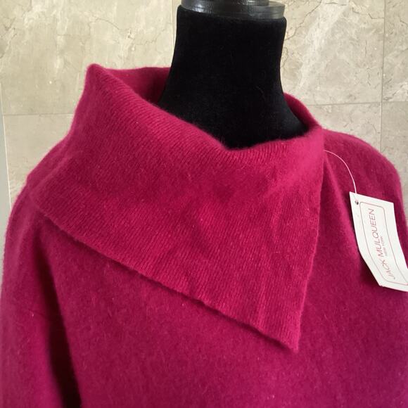 VTG 80s Fuchsia Lambswool Angora Sweater Dress - M, Holiday Soap Opera Glam, NWT - Picture 7 of 11